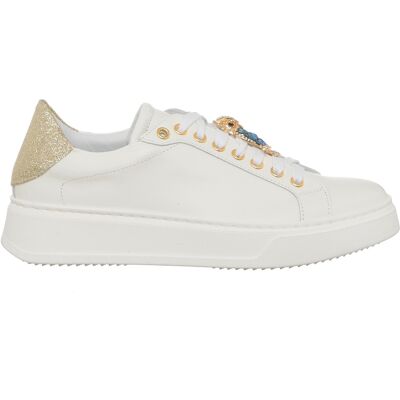 Loretta Pettinari - Sneakers en Cuir Gufo blanc/doré 39 - Publicité Loretta Pettinari - Sneakers en Cuir Gufo blanc/doré 39 - Publicité