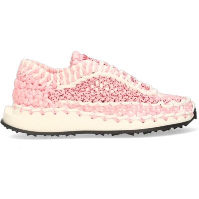 Valentino - Sneakers macramé blanc/rose 36,5 - Publicité Valentino - Sneakers macramé blanc/rose 36,5 - Publicité