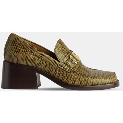 Rochas - Mocassins en Cuir lézard College kaki - Talon 5.5 cm 36 - Publicité Rochas - Mocassins en Cuir lézard College kaki - Talon 5.5 cm 36 - Publicité