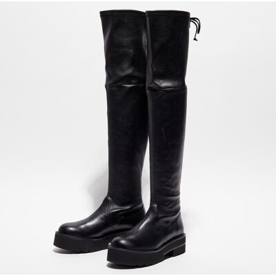 Stuart Weitzman - Cuissardes en Cuir Ht Lowland Ultralift noires - Talon 5 cm 36,5 - Publicité Stuart Weitzman - Cuissardes en Cuir Ht Lowland Ultralift noires - Talon 5 cm 36,5 - Publicité