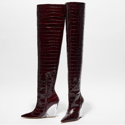 Stuart Weitzman - Cuissardes en Cuir Lucite violet vif - Talon 10 cm 37,5 - Publicité Stuart Weitzman - Cuissardes en Cuir Lucite violet vif - Talon 10 cm 37,5 - Publicité