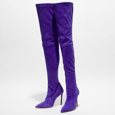 Stuart Weitzman - Cuissardes en Velours de Cuir Ultrastuart bleu/violet - Talon 11,5 cm 36 - Publicité Stuart Weitzman - Cuissardes en Velours de Cuir Ultrastuart bleu/violet - Talon 11,5 cm 36 - Publicité
