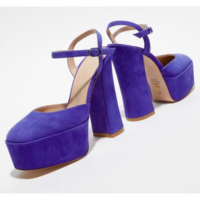 Stuart Weitzman - Escarpins en Velours de Cuir Skyhigh bleu nuit - Talon 14,5 cm 36 - Publicité Stuart Weitzman - Escarpins en Velours de Cuir Skyhigh bleu nuit - Talon 14,5 cm 36 - Publicité