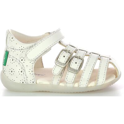 Kickers - Sandales en Cuir perforé Bigkro blanches 27 - Publicité Kickers - Sandales en Cuir perforé Bigkro blanches 27 - Publicité