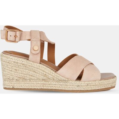Geox - Sandales en Velours de Cuir compensées Panarea roses - Talon 7.5 cm 37 - Publicité Geox - Sandales en Velours de Cuir compensées Panarea roses - Talon 7.5 cm 37 - Publicité