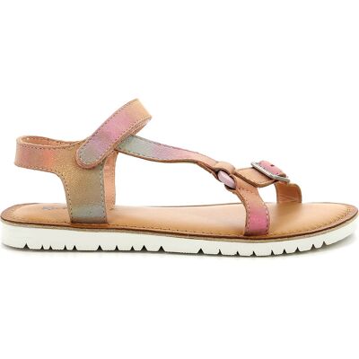 Kickers - Sandales en Cuir Braska rose/rainbow 28 - Publicité Kickers - Sandales en Cuir Braska rose/rainbow 28 - Publicité
