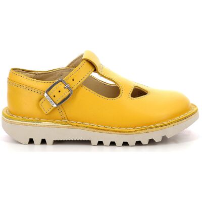 Kickers - Salomés en Cuir Kick Mary Jane jaunes 26 - Publicité Kickers - Salomés en Cuir Kick Mary Jane jaunes 26 - Publicité