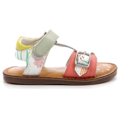 Kickers - Sandales en Cuir Diazz blanc/sunshine 25 - Publicité Kickers - Sandales en Cuir Diazz blanc/sunshine 25 - Publicité