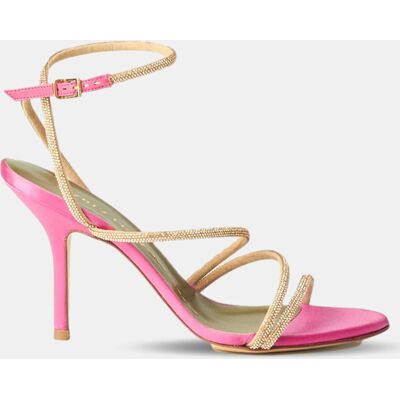Maria Luca - Sandales en Soie & Strass roses - Talon 9 cm 41 - Publicité Maria Luca - Sandales en Soie & Strass roses - Talon 9 cm 41 - Publicité