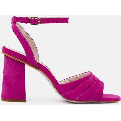 Galeries Lafayette - Sandales à talon en Cuir matelassées fuchsia - Talon 8 cm 36 - Publicité Galeries Lafayette - Sandales à talon en Cuir matelassées fuchsia - Talon 8 cm 36 - Publicité