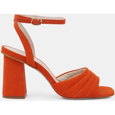 Galeries Lafayette - Sandales à talon en Cuir matelassées orange - Talon 8 cm 41 - Publicité Galeries Lafayette - Sandales à talon en Cuir matelassées orange - Talon 8 cm 41 - Publicité
