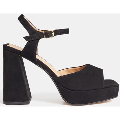 Galeries Lafayette - Sandales en velours de Cuir noires - Talon 10.5 cm 41 - Publicité Galeries Lafayette - Sandales en velours de Cuir noires - Talon 10.5 cm 41 - Publicité