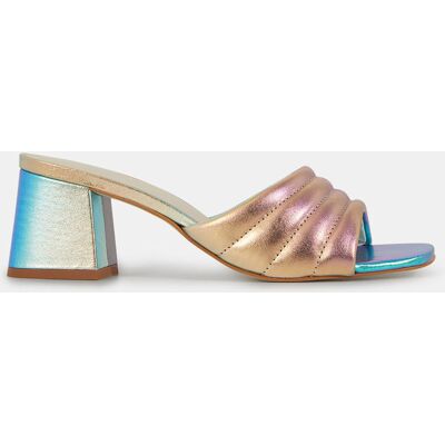 Galeries Lafayette - Mules à talon en Cuir matelassées multicolores - Talon 6 cm 37 - Publicité Galeries Lafayette - Mules à talon en Cuir matelassées multicolores - Talon 6 cm 37 - Publicité