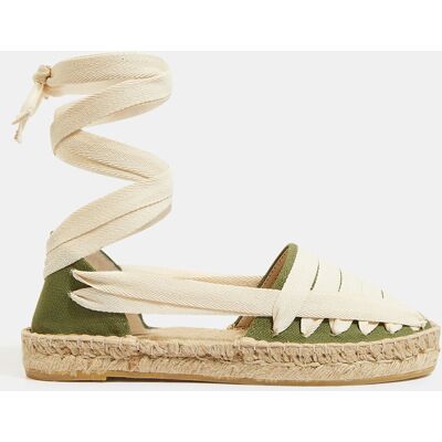 Galeries Lafayette - Espadrilles en coton bio liens écru/vert kaki 37 - Publicité Galeries Lafayette - Espadrilles en coton bio liens écru/vert kaki 37 - Publicité