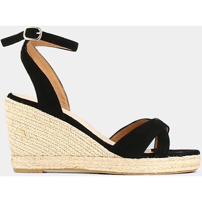 Jonak - Espadrilles en Velours de Cuir Sibel noires - Talon 10.5 cm 41 - Publicité Jonak - Espadrilles en Velours de Cuir Sibel noires - Talon 10.5 cm 41 - Publicité