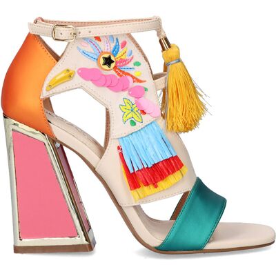 Exé - Sandales Dominic orange/multicolore - Talon 11 cm 36 - Publicité Exé - Sandales Dominic orange/multicolore - Talon 11 cm 36 - Publicité