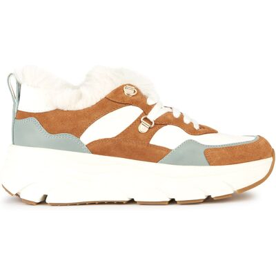 Geox - Baskets en Cuir Diamanta blanc/cognac - Talon 5.5 cm 41 - Publicité Geox - Baskets en Cuir Diamanta blanc/cognac - Talon 5.5 cm 41 - Publicité