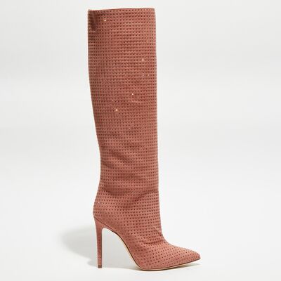 Paris Texas - Bottes en Velours de Cuir & Strass roses - Talon 10.5 cm 37 - Publicité Paris Texas - Bottes en Velours de Cuir & Strass roses - Talon 10.5 cm 37 - Publicité