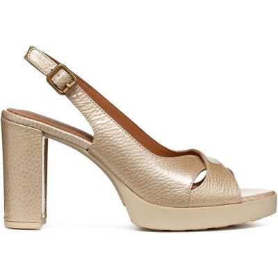 Geox - Sandales en Cuir Walk Pleasure naturel foncé - Talon 8.5 cm 40 - Publicité Geox - Sandales en Cuir Walk Pleasure naturel foncé - Talon 8.5 cm 40 - Publicité