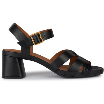 Geox - Sandales en Cuir Genziana noires - Talon 6.5 cm 36 - Publicité Geox - Sandales en Cuir Genziana noires - Talon 6.5 cm 36 - Publicité