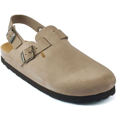 Mandèl - Sabots en velours de cuir Oscar taupe 43 - Publicité Mandèl - Sabots en velours de cuir Oscar taupe 43 - Publicité