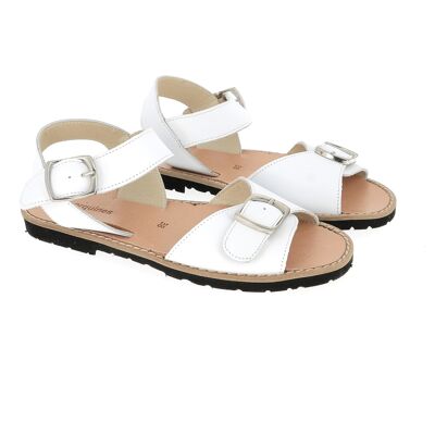 Minorquines - Sandales en cuir bouclé Avarca blanches 35 - Publicité Minorquines - Sandales en cuir bouclé Avarca blanches 35 - Publicité
