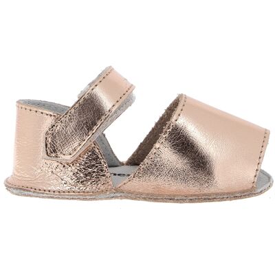 Minorquines - Chaussons en cuir Métal Frailera Baby Salmon Argent & Bronze T.16 - Publicité Minorquines - Chaussons en cuir Métal Frailera Baby Salmon Argent & Bronze T.16 - Publicité