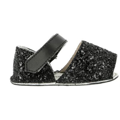 Minorquines - Chaussons en cuir Paillettes Frailera Baby noires T.17 - Publicité Minorquines - Chaussons en cuir Paillettes Frailera Baby noires T.17 - Publicité