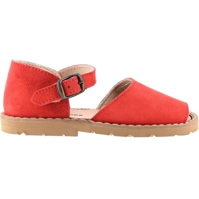 Minorquines - Sandales en cuir daim Frailera Boucle Lips rouges 22 - Publicité Minorquines - Sandales en cuir daim Frailera Boucle Lips rouges 22 - Publicité