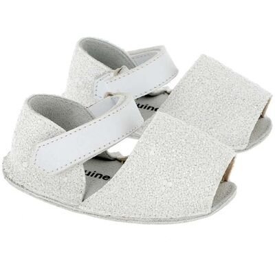 Minorquines - Chaussons en cuir Paillettes Frailera Baby blanches 24 18 - Publicité Minorquines - Chaussons en cuir Paillettes Frailera Baby blanches 24 18 - Publicité