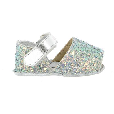 Minorquines - Chaussons en cuir Paillettes Frailera Baby Sunny bleues T.16 - Publicité Minorquines - Chaussons en cuir Paillettes Frailera Baby Sunny bleues T.16 - Publicité