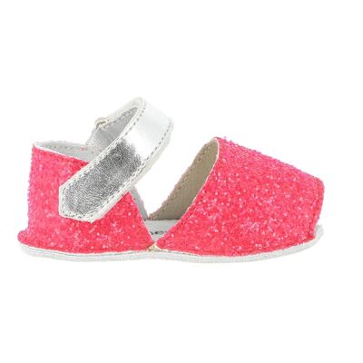 Minorquines - Chaussons en cuir Paillettes Frailera Baby Flame Fluo fuchsia T.17 - Publicité Minorquines - Chaussons en cuir Paillettes Frailera Baby Flame Fluo fuchsia T.17 - Publicité