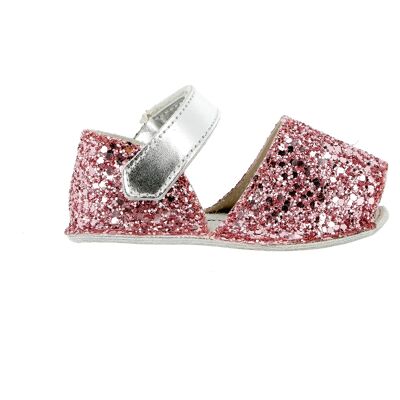 Minorquines - Chaussons en cuir Paillettes Frailera Baby roses T.17 - Publicité Minorquines - Chaussons en cuir Paillettes Frailera Baby roses T.17 - Publicité