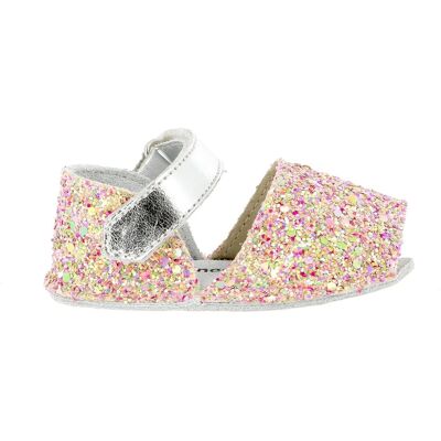 Minorquines - Chaussons en cuir Paillettes Frailera Baby Sunny roses 19 - Publicité Minorquines - Chaussons en cuir Paillettes Frailera Baby Sunny roses 19 - Publicité