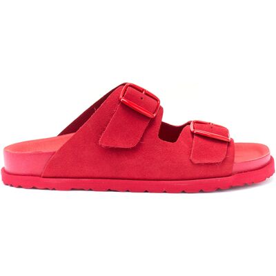 Mandèl - Mules en velours de cuir Alberto rouges 36 - Publicité Mandèl - Mules en velours de cuir Alberto rouges 36 - Publicité