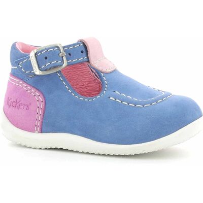 Kickers - Salomés en Velours de Cuir Bonbek bleu/rose 18 - Publicité Kickers - Salomés en Velours de Cuir Bonbek bleu/rose 18 - Publicité