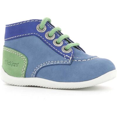 Kickers - Bottillons en Velours de Cuir Bonbon bleu/vert 18 - Publicité Kickers - Bottillons en Velours de Cuir Bonbon bleu/vert 18 - Publicité