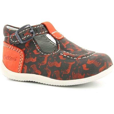 Kickers - Salomés Bébé en Velours de cuir gris/orange 20 - Publicité Kickers - Salomés Bébé en Velours de cuir gris/orange 20 - Publicité