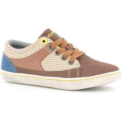 Kickers - Baskets Enfant en Cuir beige foncé/bleu 32 - Publicité Kickers - Baskets Enfant en Cuir beige foncé/bleu 32 - Publicité