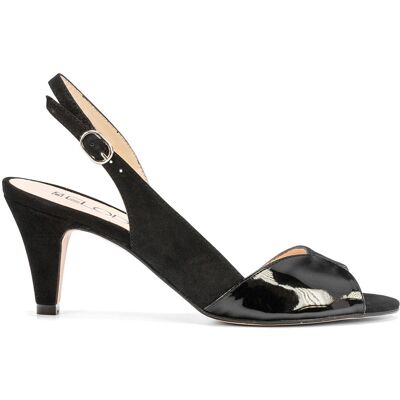 Elodie - Slingbacks en Velours de Cuir Itsi noires - Talon 5.5 cm 39 - Publicité Elodie - Slingbacks en Velours de Cuir Itsi noires - Talon 5.5 cm 39 - Publicité