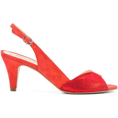 Elodie - Slingbacks en Velours de Cuir Itsi corail - Talon 5.5 cm 35 - Publicité Elodie - Slingbacks en Velours de Cuir Itsi corail - Talon 5.5 cm 35 - Publicité