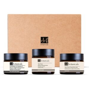 Dr Botanicals - Gommage visage + Crème hydratante jour et nuit + Crème hydratante pour le corps à l'arbre à thé - 3 pièces OS - Publicité Dr Botanicals - Gommage visage + Crème hydratante jour et nuit + Crème hydratante pour le corps à l'arbre à thé - 3 pièces OS - Publicité