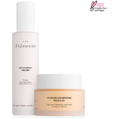 Flânerie - Set Masque Fermeté à l'Or + Crème Hydratante Raffermissante pour le corps à l'orchidée OS - Publicité Flânerie - Set Masque Fermeté à l'Or + Crème Hydratante Raffermissante pour le corps à l'orchidée OS - Publicité