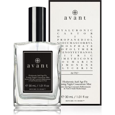 Avant Skincare - Brume de nuit tonifiante à l'acide hyaluronique - Anti-âge - Publicité Avant Skincare - Brume de nuit tonifiante à l'acide hyaluronique - Anti-âge - Publicité