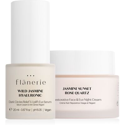 Flânerie - Set Sérum Lissant & Anti-Cernes à l'acide hyaluronique + Crème Nuit Réparatrice au quartz rose OS - Publicité Flânerie - Set Sérum Lissant & Anti-Cernes à l'acide hyaluronique + Crème Nuit Réparatrice au quartz rose OS - Publicité