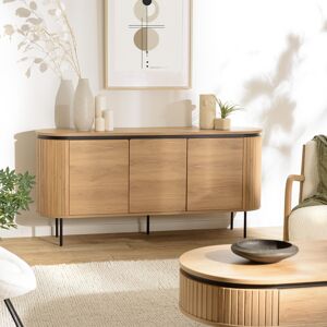 Macabane - Buffet arrondi 3 portes naturel - 160x40x76 cm OS - Publicité Macabane - Buffet arrondi 3 portes naturel - 160x40x76 cm OS - Publicité