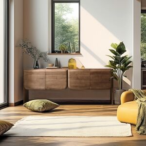 Macabane - Buffet 4 portes en bois de mindi - 200x48x80 cm OS - Publicité Macabane - Buffet 4 portes en bois de mindi - 200x48x80 cm OS - Publicité