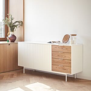 Teulat - Buffet Sierra 2 portes et 4 tiroirs blanc et chêne clair - 159.2x47x79,6cm OS - Publicité Teulat - Buffet Sierra 2 portes et 4 tiroirs blanc et chêne clair - 159.2x47x79,6cm OS - Publicité