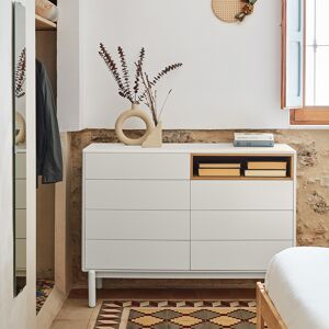 Teulat - Commode Corvo 7 tiroirs et 1 niche crème - 120x40x90cm OS - Publicité Teulat - Commode Corvo 7 tiroirs et 1 niche crème - 120x40x90cm OS - Publicité