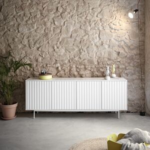 Teulat - Buffet Sierra 4 portes et 3 tiroirs intérieurs blanc - 211x47x80cm OS - Publicité Teulat - Buffet Sierra 4 portes et 3 tiroirs intérieurs blanc - 211x47x80cm OS - Publicité